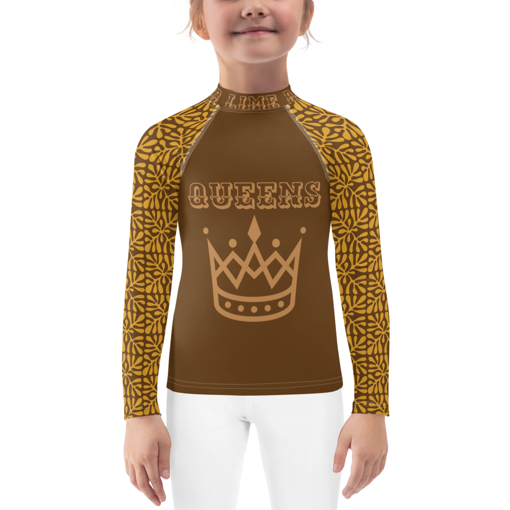 Girls Brown Print Queen Shirt