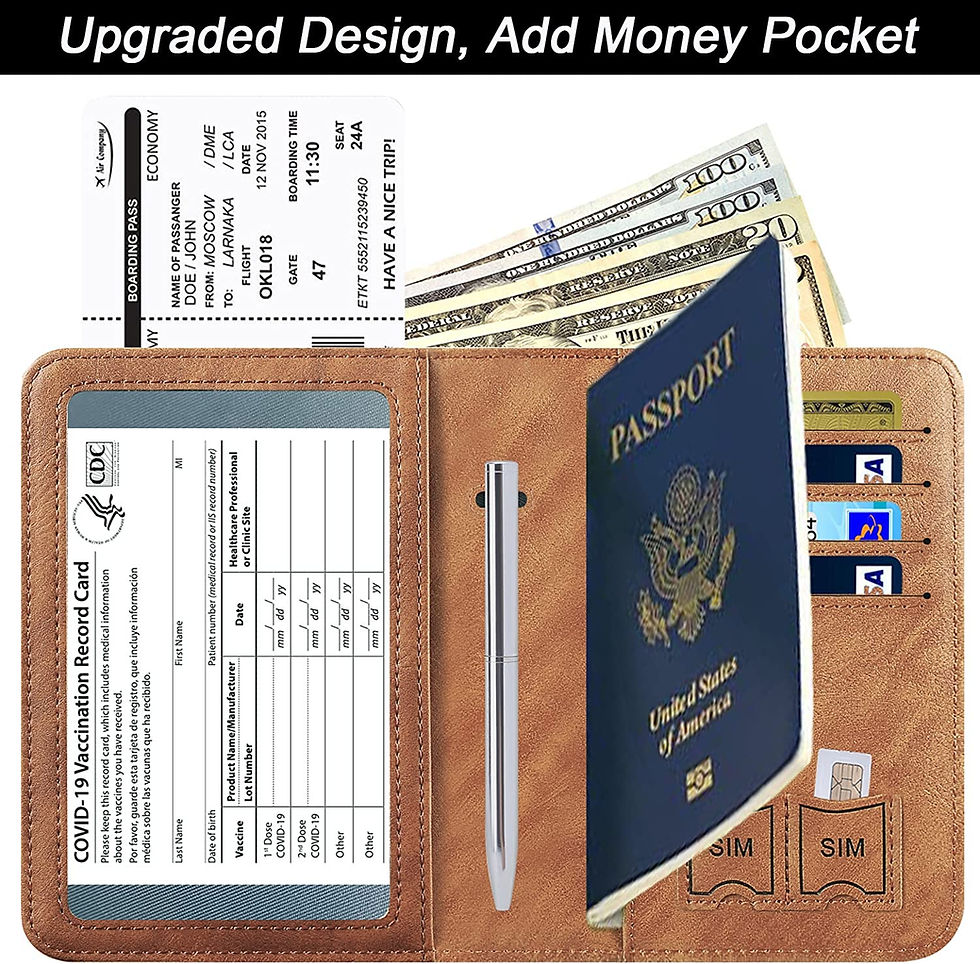 Thumbnail: Passport and Vaccine Card Holder Combo Passport Holder Cover Wallet Case Leathe