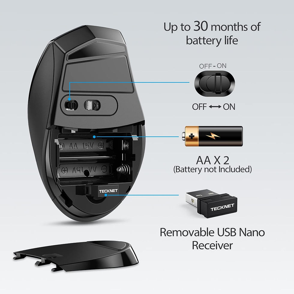 Thumbnail: TECKNET Wireless Mouse, 2.4G USB Computer Mouse with 6-Level Adjustable 3200 DP