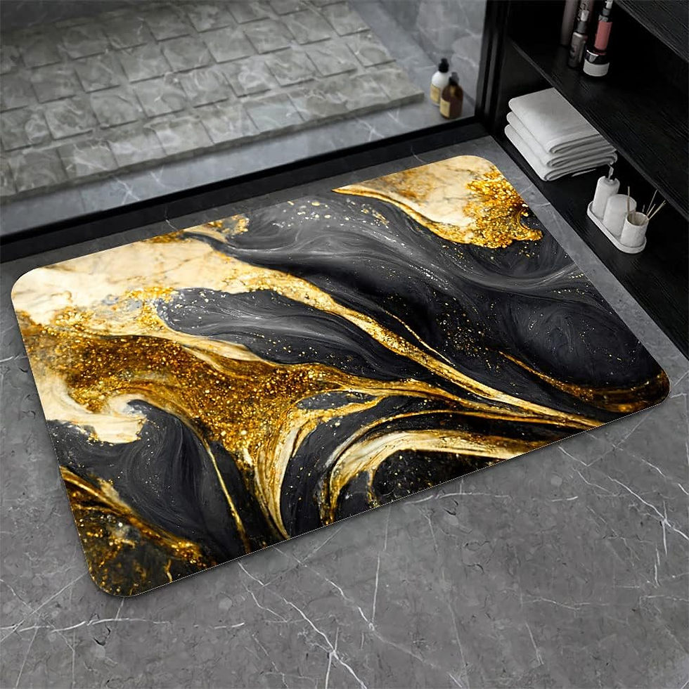 Thumbnail: Diatomaceous Earth Bath Mat,Blue Pink and Gold Marble Non-Slip Volume Super Abs