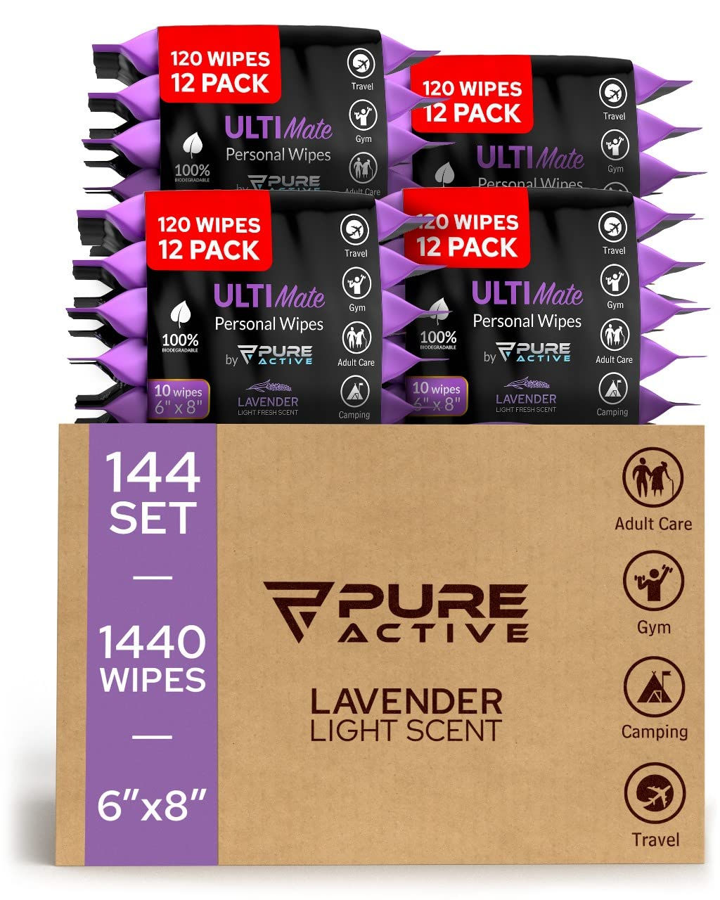 Body Wipes for Women - 12 Pack - 120 Extra Thick Deodorant Wipes - Rinse-Free L