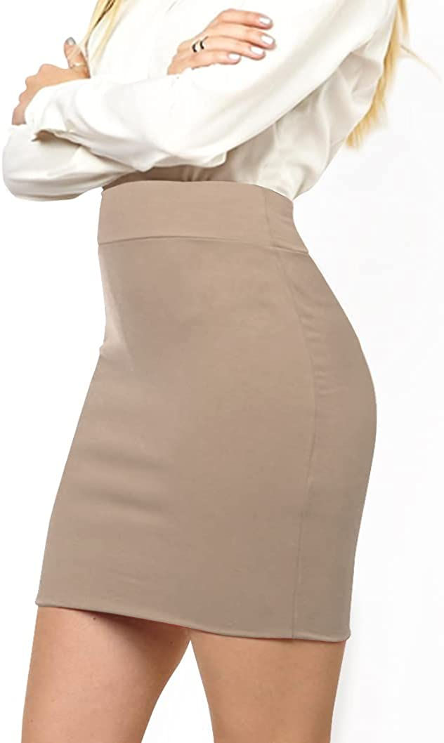 Thumbnail: Women's Elastic Waist Stretch Bodycon Midi Knee Length Pencil Skirt for Office