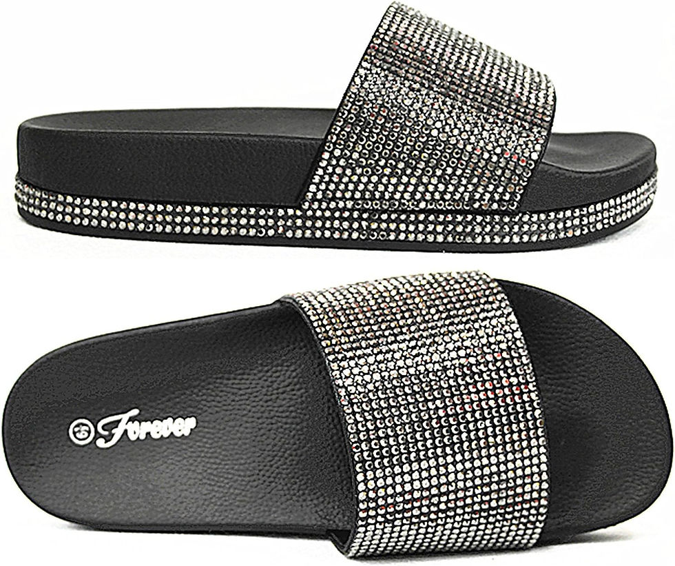 Thumbnail: Forever Link Viste-07 Rhinestone Glitter Slide Slip On Flatform Footbed Sandal 
