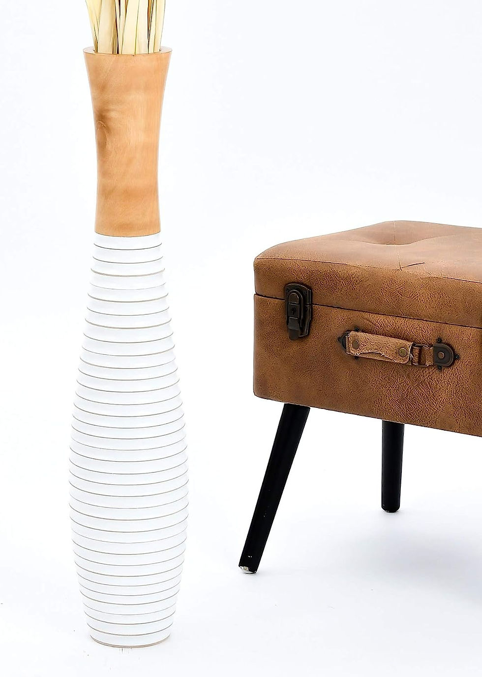 Thumbnail: LEEWADEE Large Floor Vase – Handmade Flower Holder Made of Wood, Sophisticate