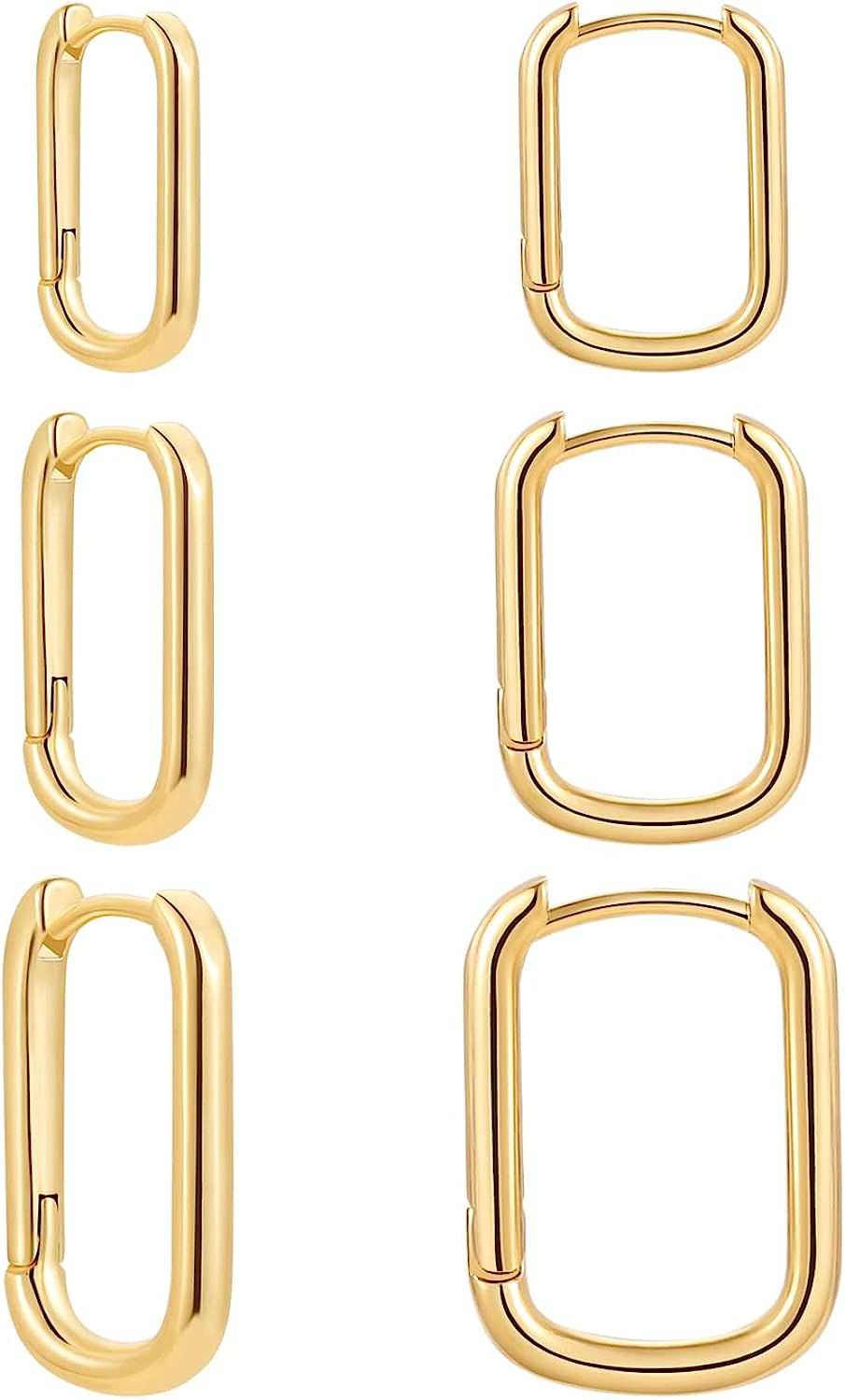 Thumbnail: Sloong 3pairs Hoop Earrings Set 14K Gold Plated Lightweight Hypoallergenic Chun