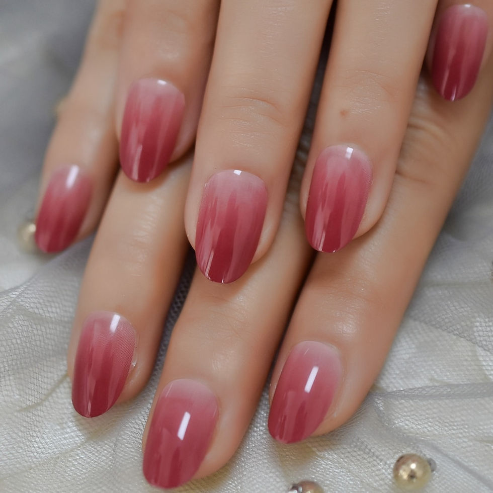 Thumbnail: Retro Dark Red  Medium Length Oval Press on Nail Tips Glitter Galaxy Adhesive