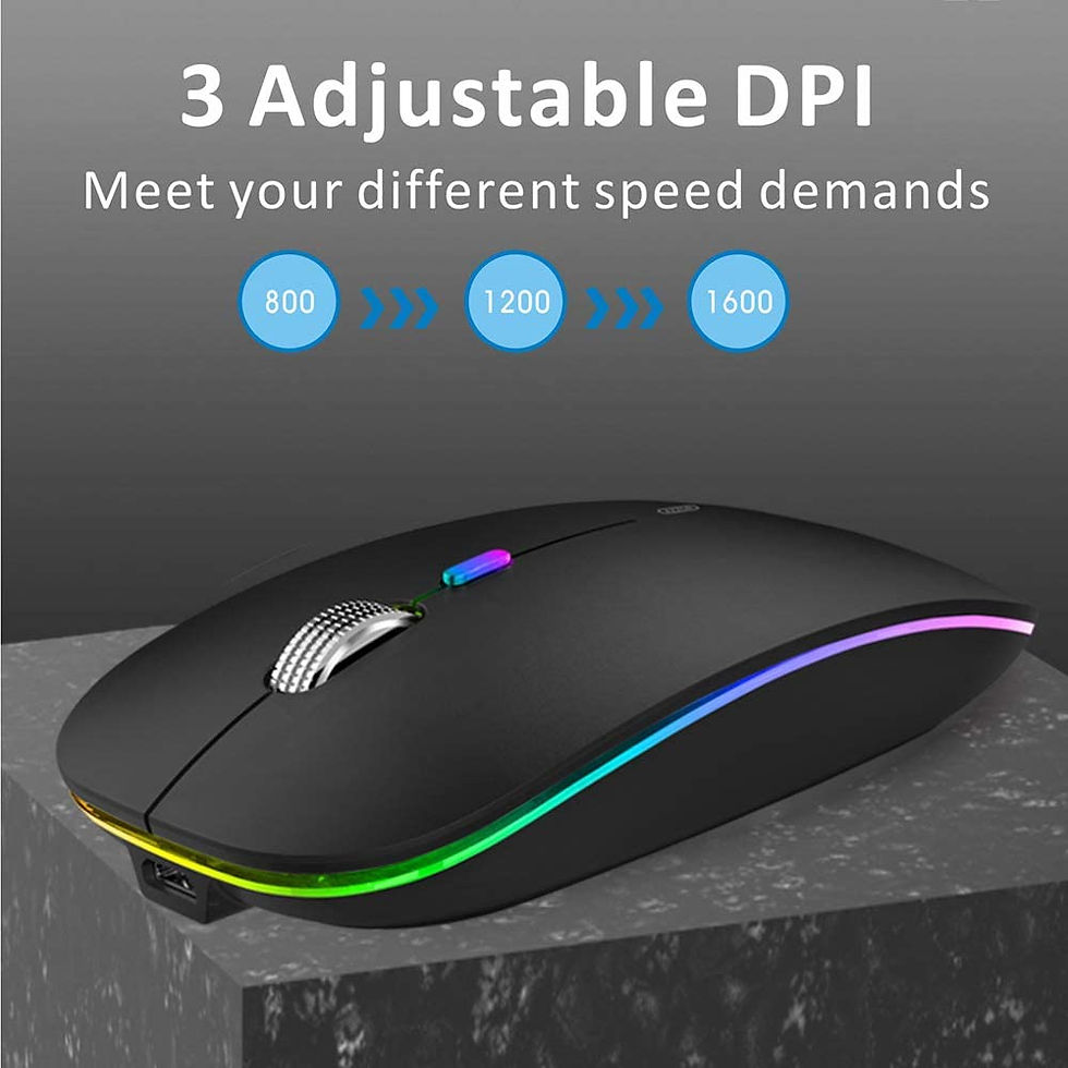 Thumbnail: Uiosmuph LED Wireless Mouse, G12 Slim Rechargeable Wireless Silent Mouse, 2.4G 