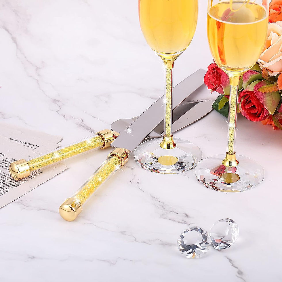Thumbnail: Boao 4 Piece Wedding Toasting Flutes and Cake Server Set Wedding Reception Supp