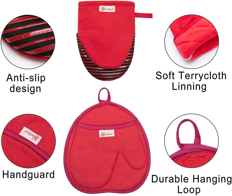 Thumbnail: Yutat Oven Mitts, Mini Oven Mitts 4 Piece Set - Oven Mitts and Pot Holders Sets