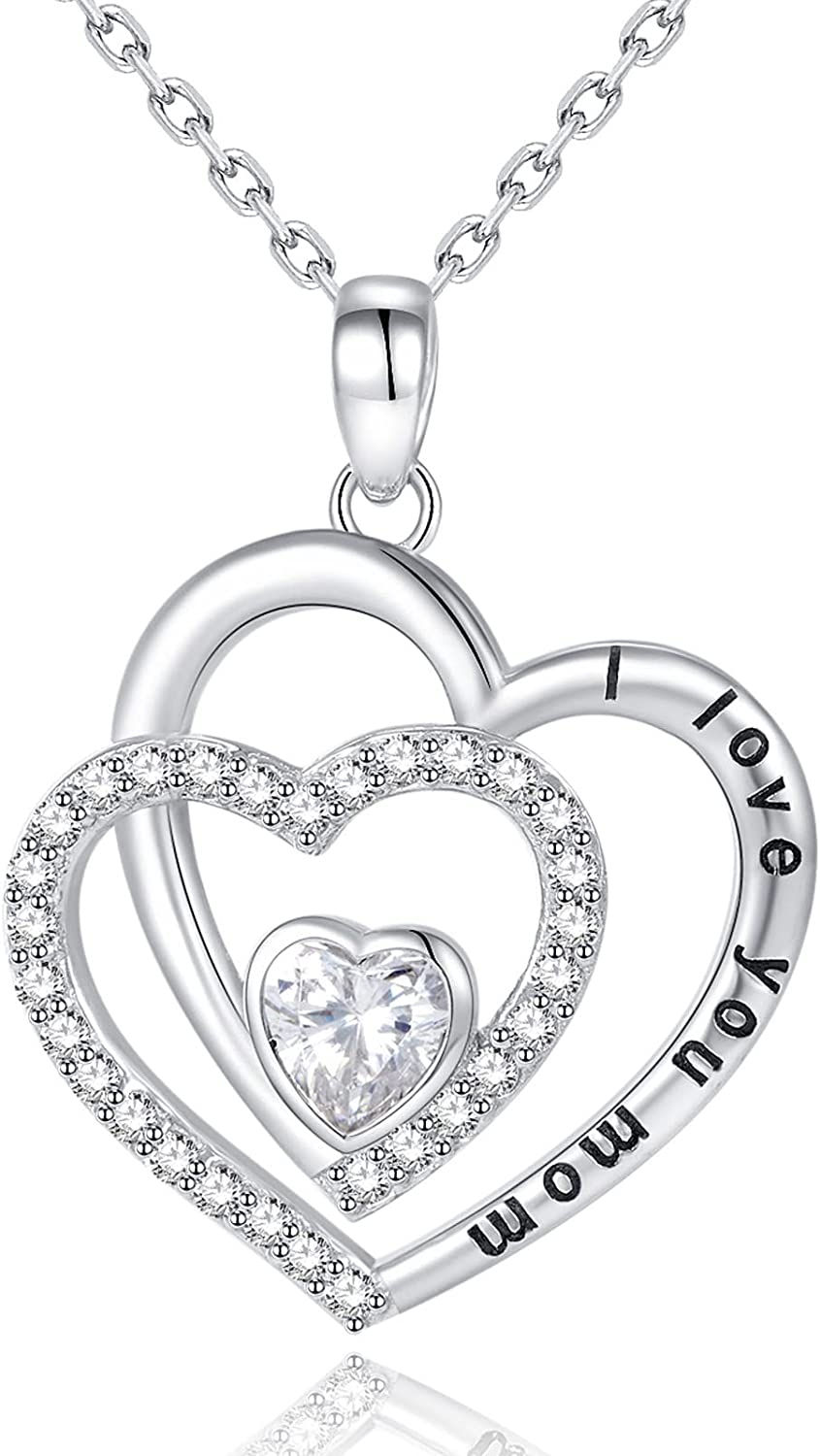 Thumbnail: LANE WOODS Mom Mother Daughter Necklace Women: 10mls Real White Gold Plated 925