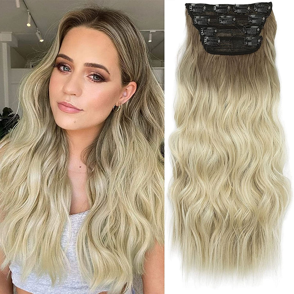 Thumbnail: KooKaStyle Clip in Long Wavy Synthetic Hair Extension 20 Inch 4PCS Balayage Dar