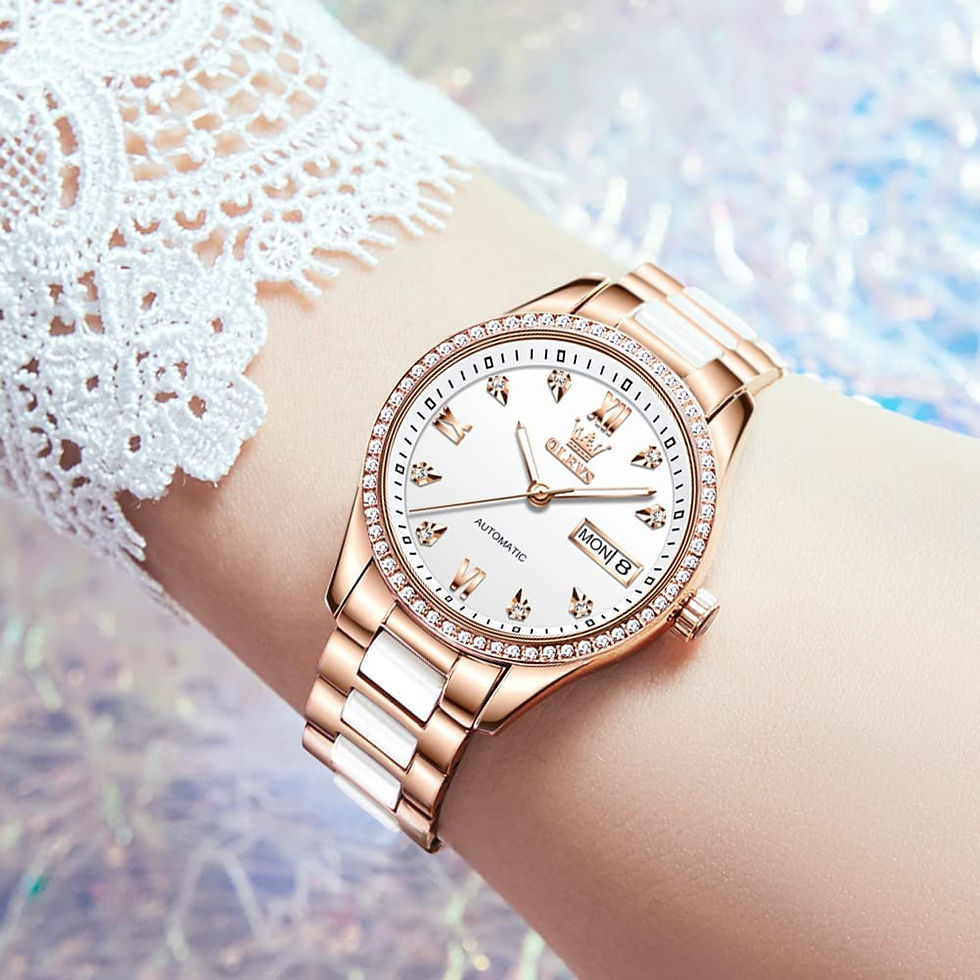 Thumbnail: OLEVS Rose Gold Women's Watches, Ceramic Stainless Steel Band, Automatic Mechan