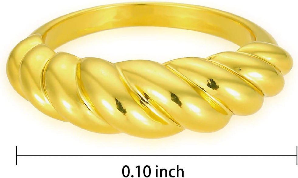 Thumbnail: N-brand Chunky Dome Ring - 18 K Gold Plated Croissant Braided Twisted Personali