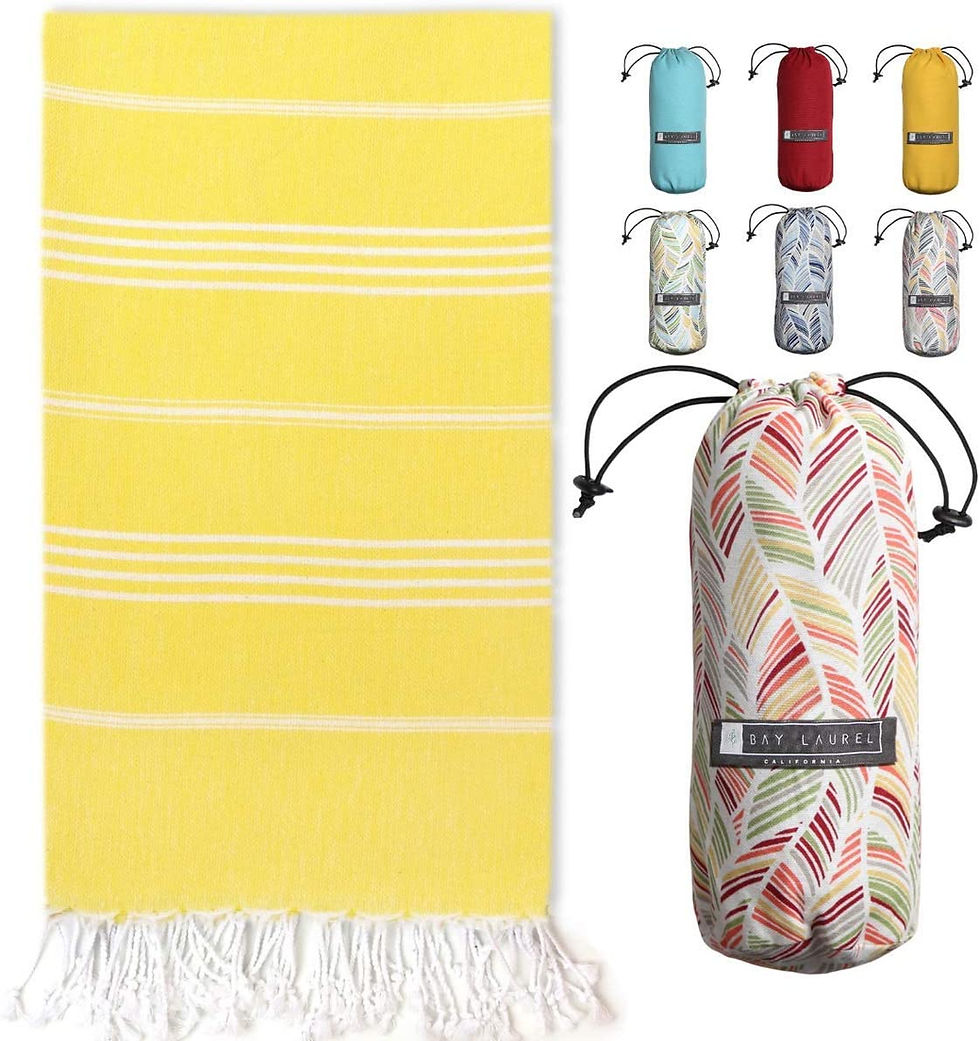Thumbnail: BAY LAUREL Turkish Beach Towel with Travel Bag 39 x 71 Quick Dry Sand Free Ligh