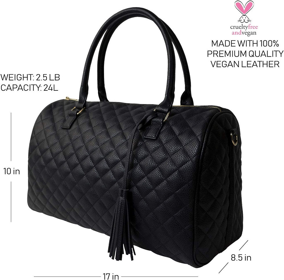 Thumbnail: Womens Quilted Weekender Duffle Carry Bags Overnight Travel Handbag Shoulder To