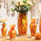 Thumbnail: Cá d'Oro Glass Vase Orange/Yellow Confetti Hand Blown Murano-Style Art Glass -