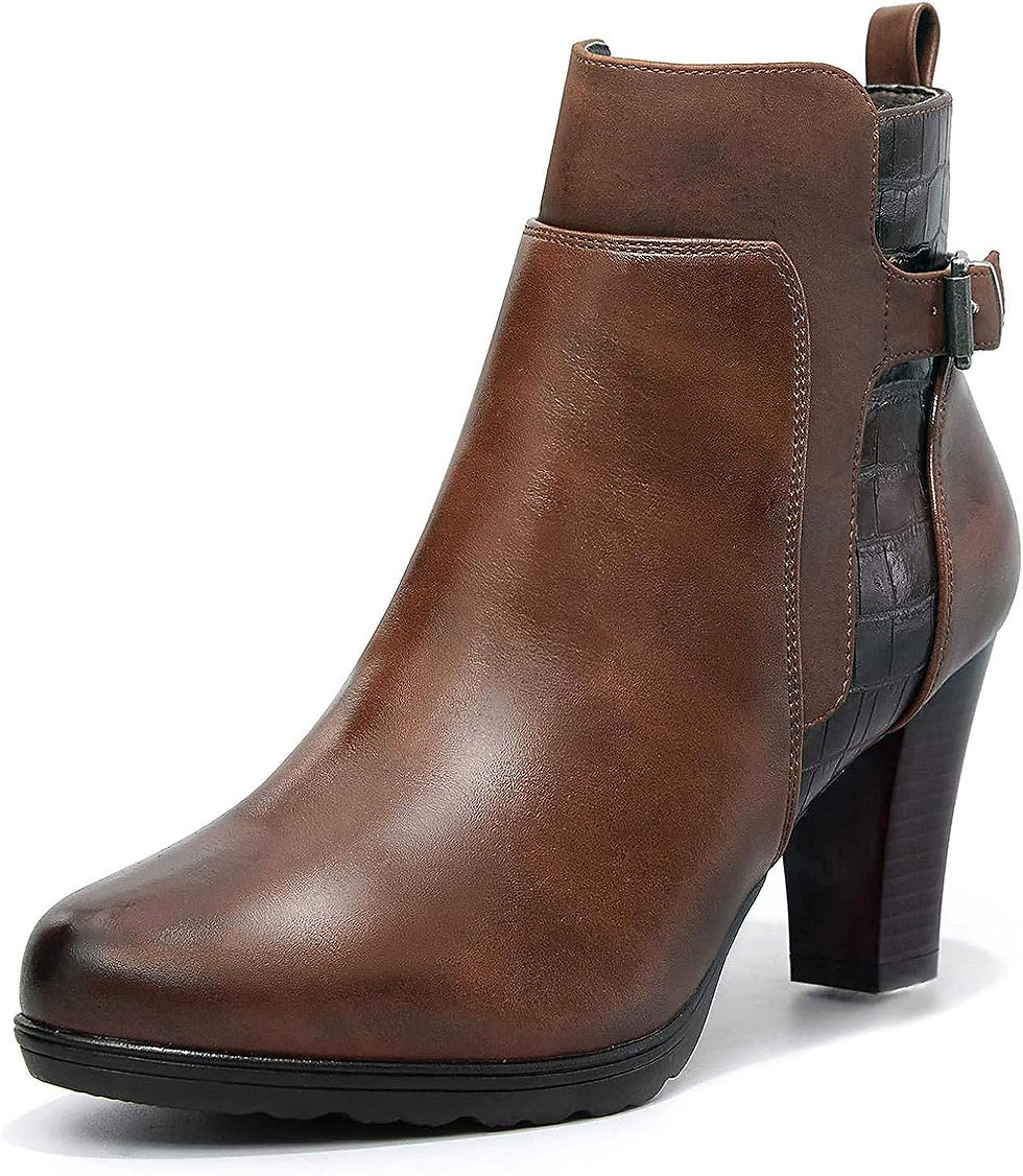 Thumbnail: mysoft Women's Zipper Booties Chunky Stacked Heel Ankle Boots Buckle Strap Ankle