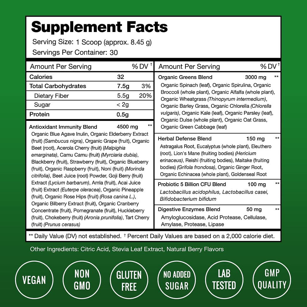 Thumbnail: Super Greens Powder Premium Antioxidant Superfood | Organic Greens Fruit and Ve