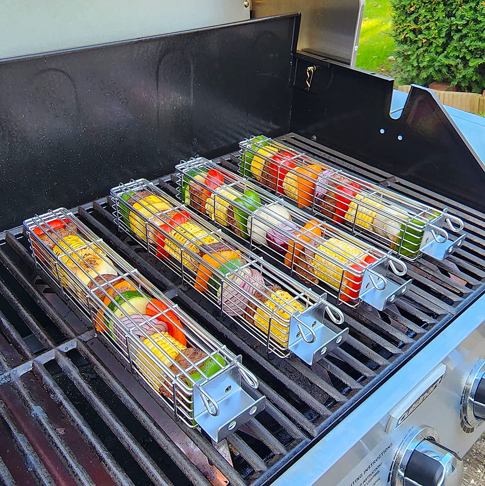 Thumbnail: BRAIZE Large Kabob Grilling Baskets Set of 4 w/ Removable Handle - Stainless St
