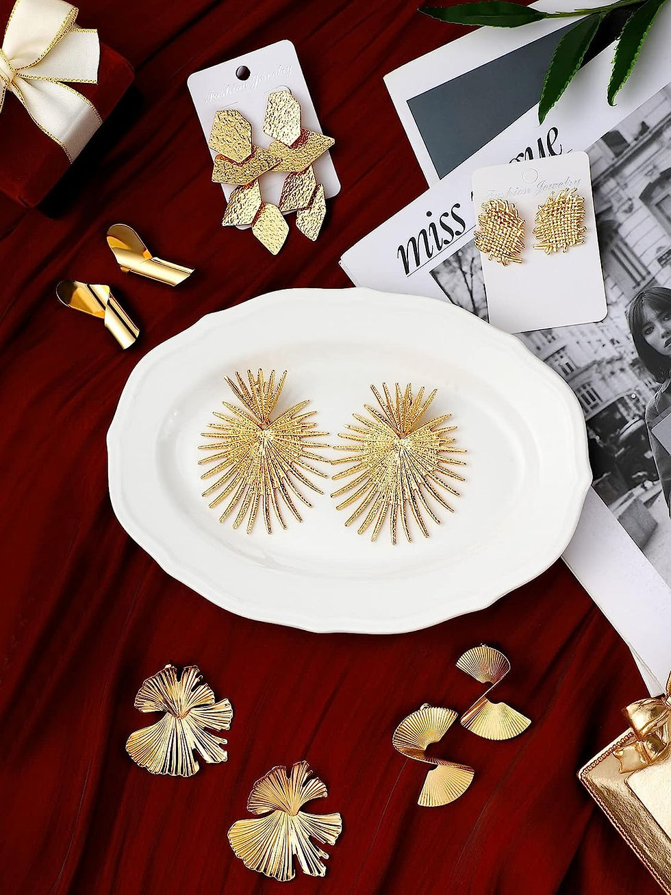 Thumbnail: 6 Pair Gold Statement Earrings for Women Girls Large Gold Geometric Earrings Wo