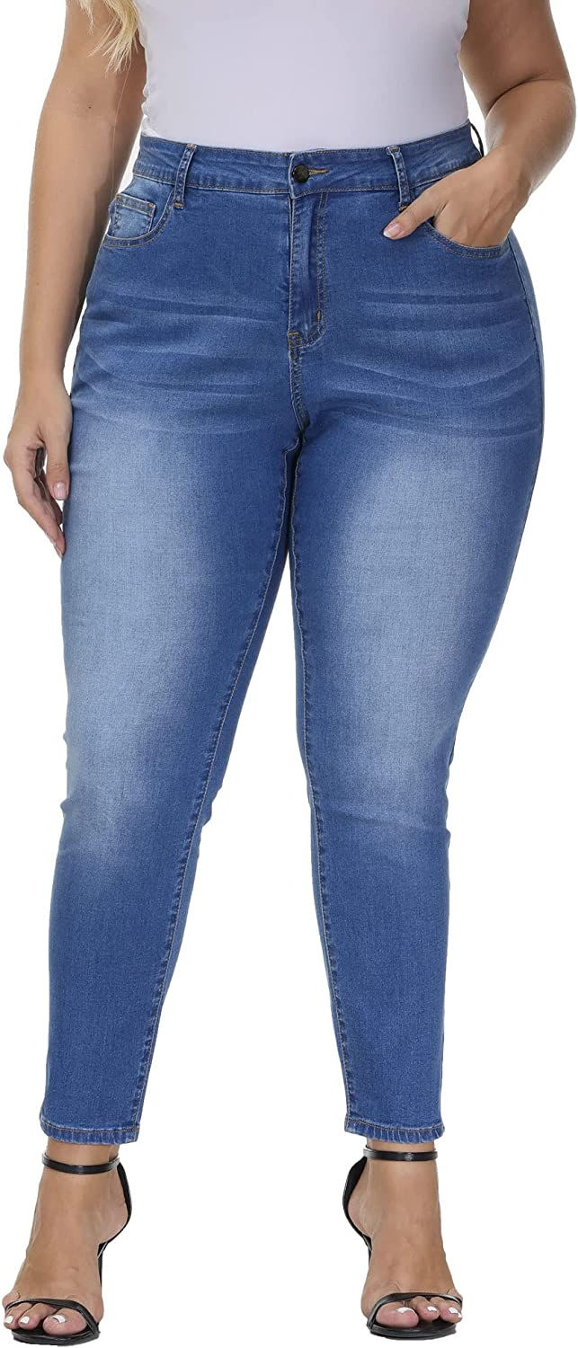 Thumbnail: Gboomo Womens Plus Size Skinny Jeans Stretchy High Waisted Ankle Jean