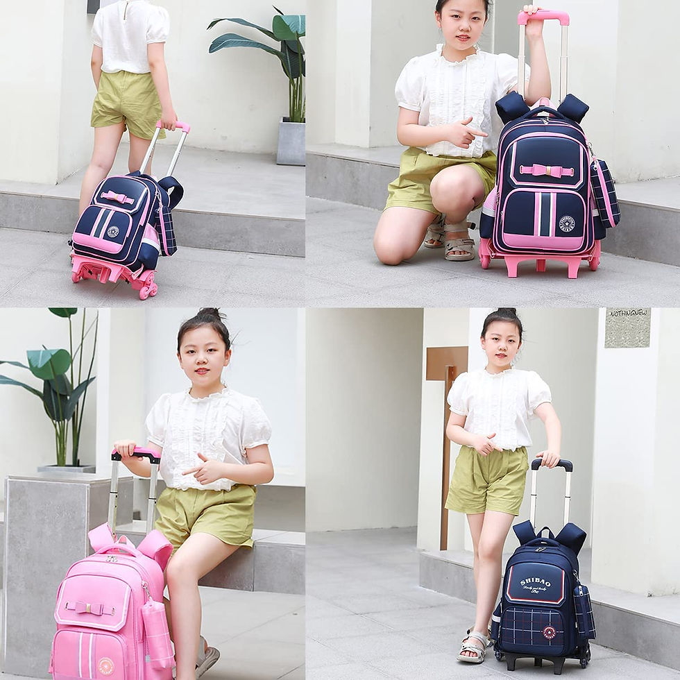Thumbnail: Mfikaryi Pretty Princess Girls Rolling Backpack,Kids Elementary Primary Wheeled