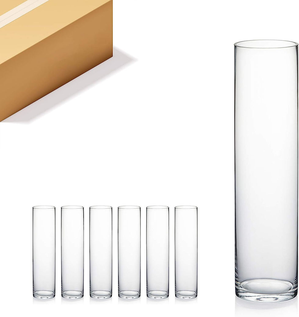 Thumbnail: WGVI Cylinder Vase, 4" W x 12" H, Floral Container, Flower Vases, Glass Candle 