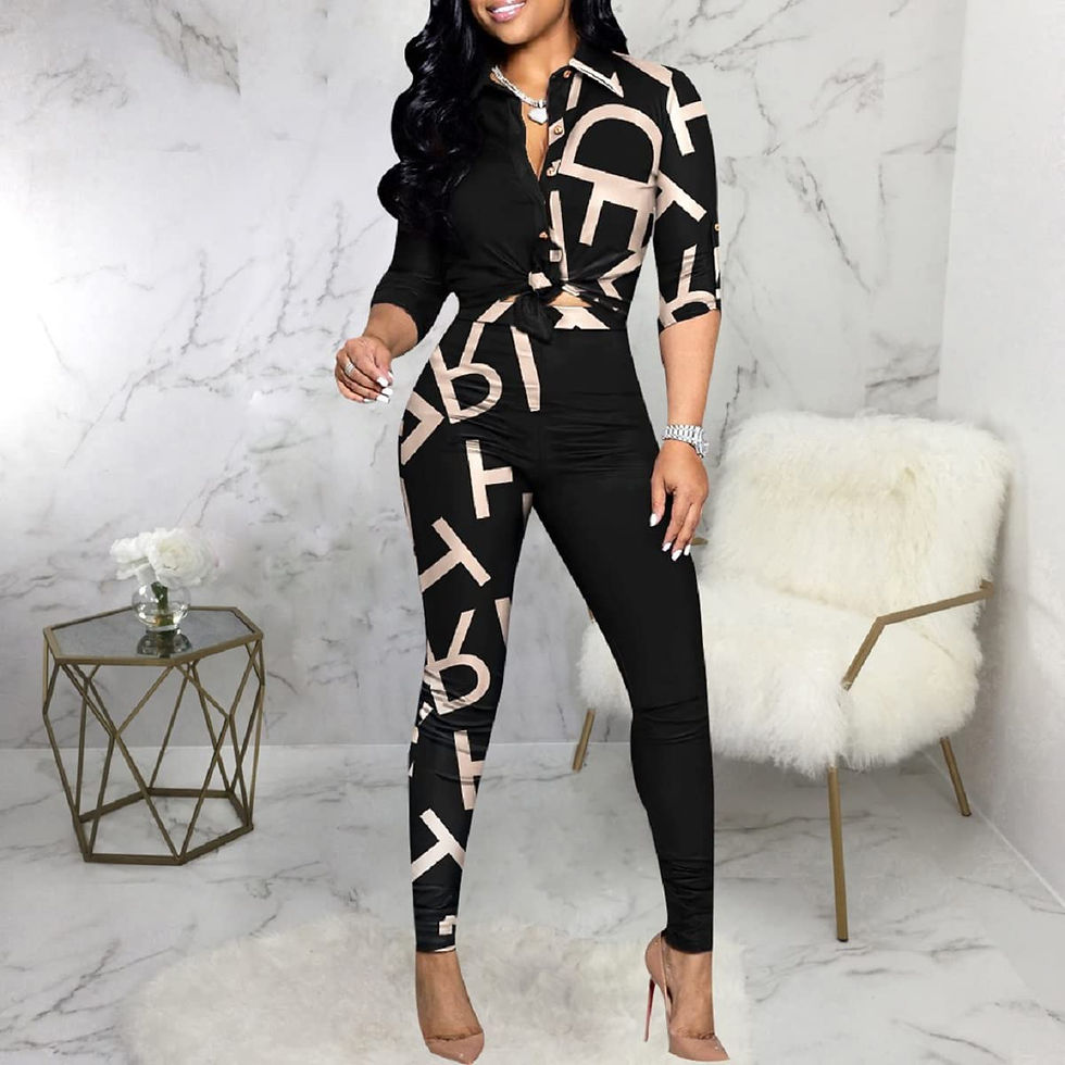 Thumbnail: TieBnss 2 Piece Outfits for Women Sexy Bodycon Long Sleeve Crop Tops Long Pants