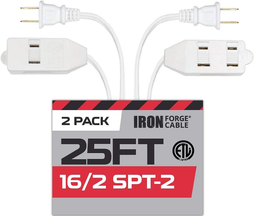 Thumbnail: 3 Ft White Extension Cord 2 Pack - 16/2 Durable Electrical Cable