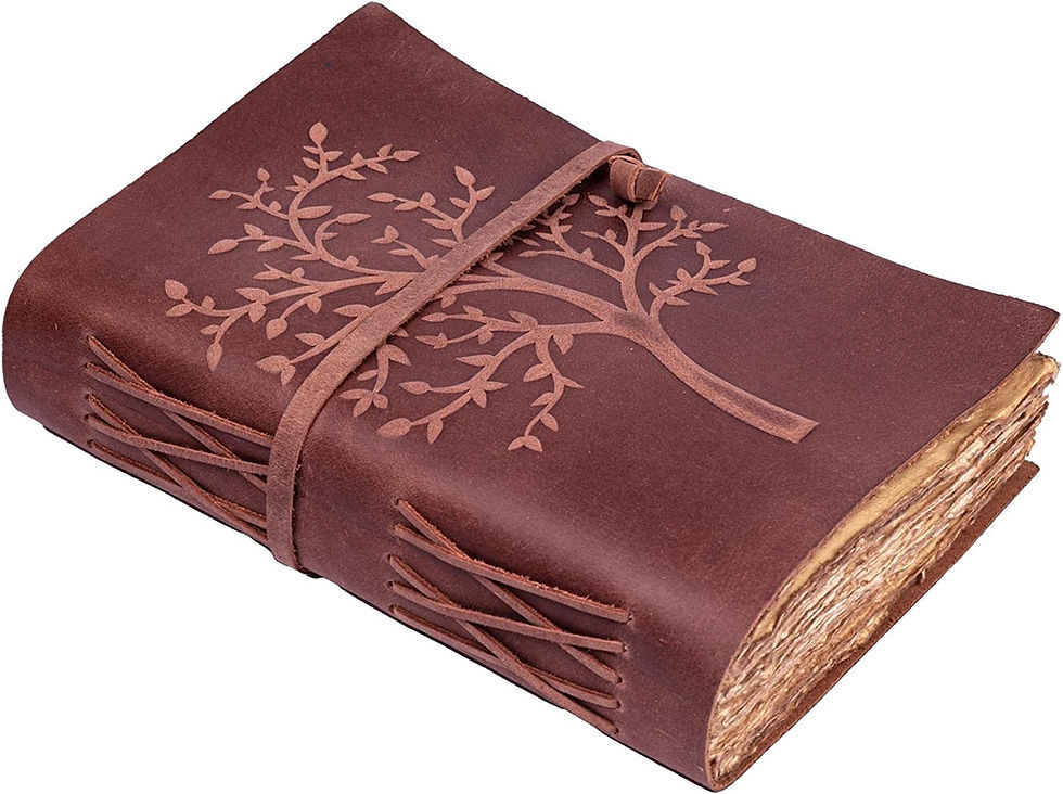 Thumbnail: Vintage Leather Journal Tree of Life - Leather Bound Journal - Vintage Deckle E
