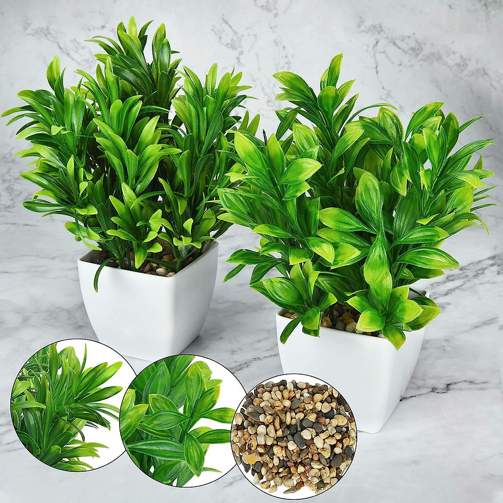 Thumbnail: Art flower 2 Pack Artificial Eucalyptus Plants in Pots Mini Green Faux Potted Pl