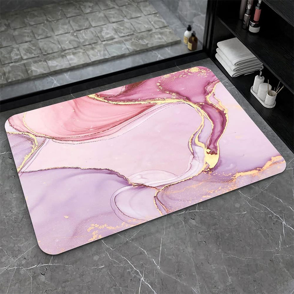 Thumbnail: SHENWSAN Diatomaceous Earth Bath mat ，Black Gold Shiny Marble Super Absorbent