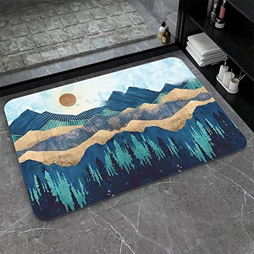 Thumbnail: Diatomaceous Earth Bath Mat,Black Grey Gold Marble Texture Non-Slip Volume Supe