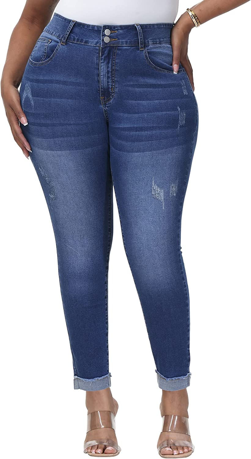 Thumbnail: Gboomo Womens Plus Size Skinny Jeans Stretchy High Waisted Ankle Jean