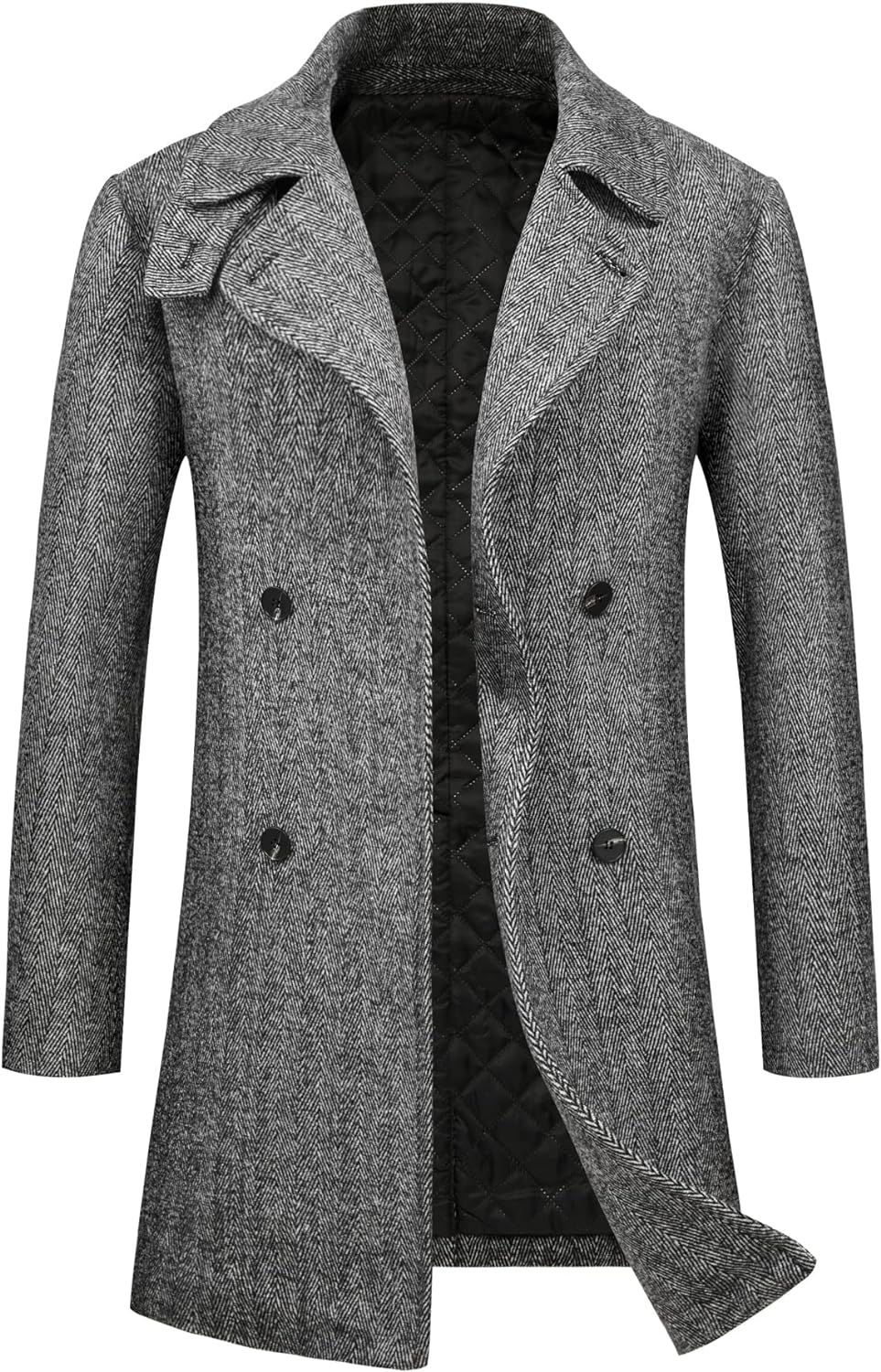 Thumbnail: WULFUL Men's Slim Fit Winter Wool Coat Long Trench Coat Business Jacket