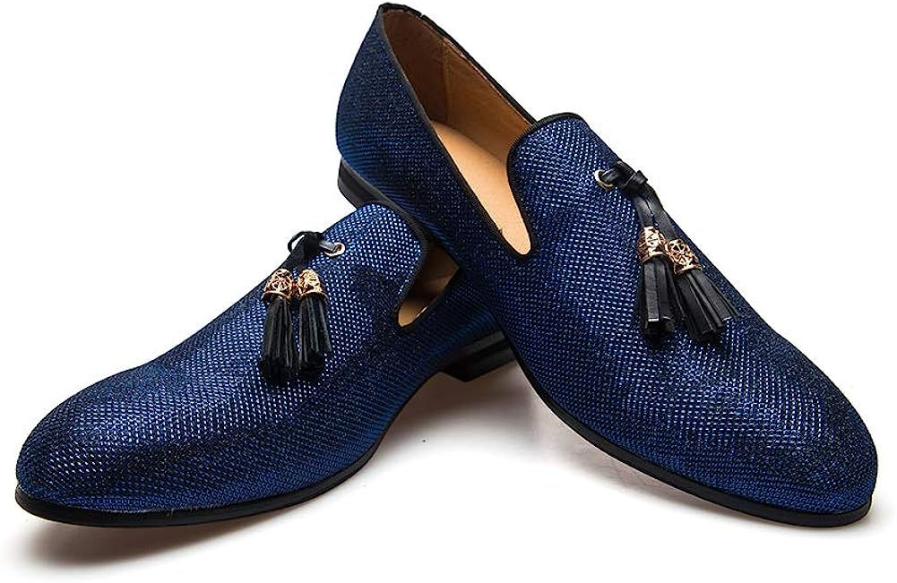 Men's Vintage Velvet Embroidery Noble Loafer Shoes Slip-on Loafer Smoking Slipp