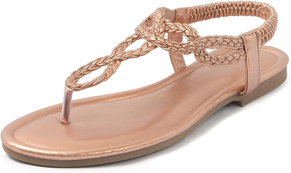 Thumbnail: iCKER Women Sandals Flat Bohemian Jeweled Sandals Elastic Strap Dress Casual Su