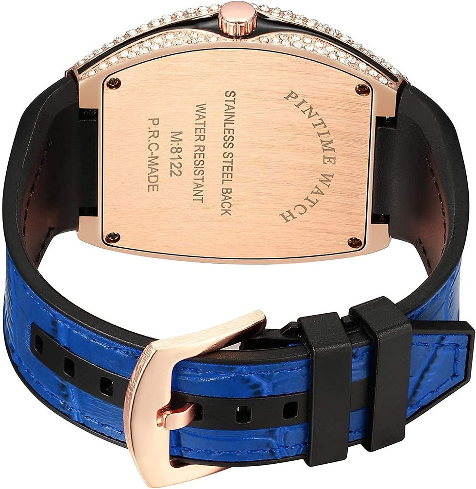 Thumbnail: FANMIS Mens Skull Big Face Watches Rectangle Punk Diamond Dial Leather Strap Ca