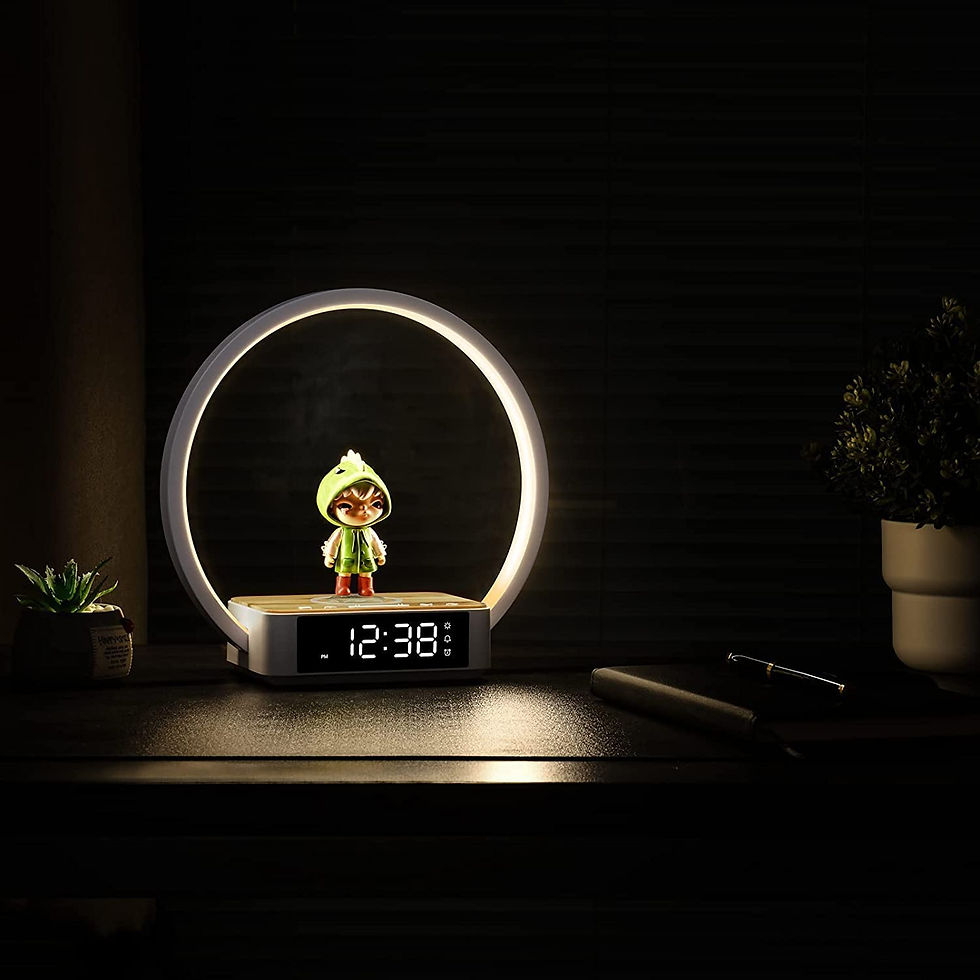 Thumbnail: WILIT Bedside Table Lamp, Touch Lamp with Alarm Clock with Wireless Charging Wa