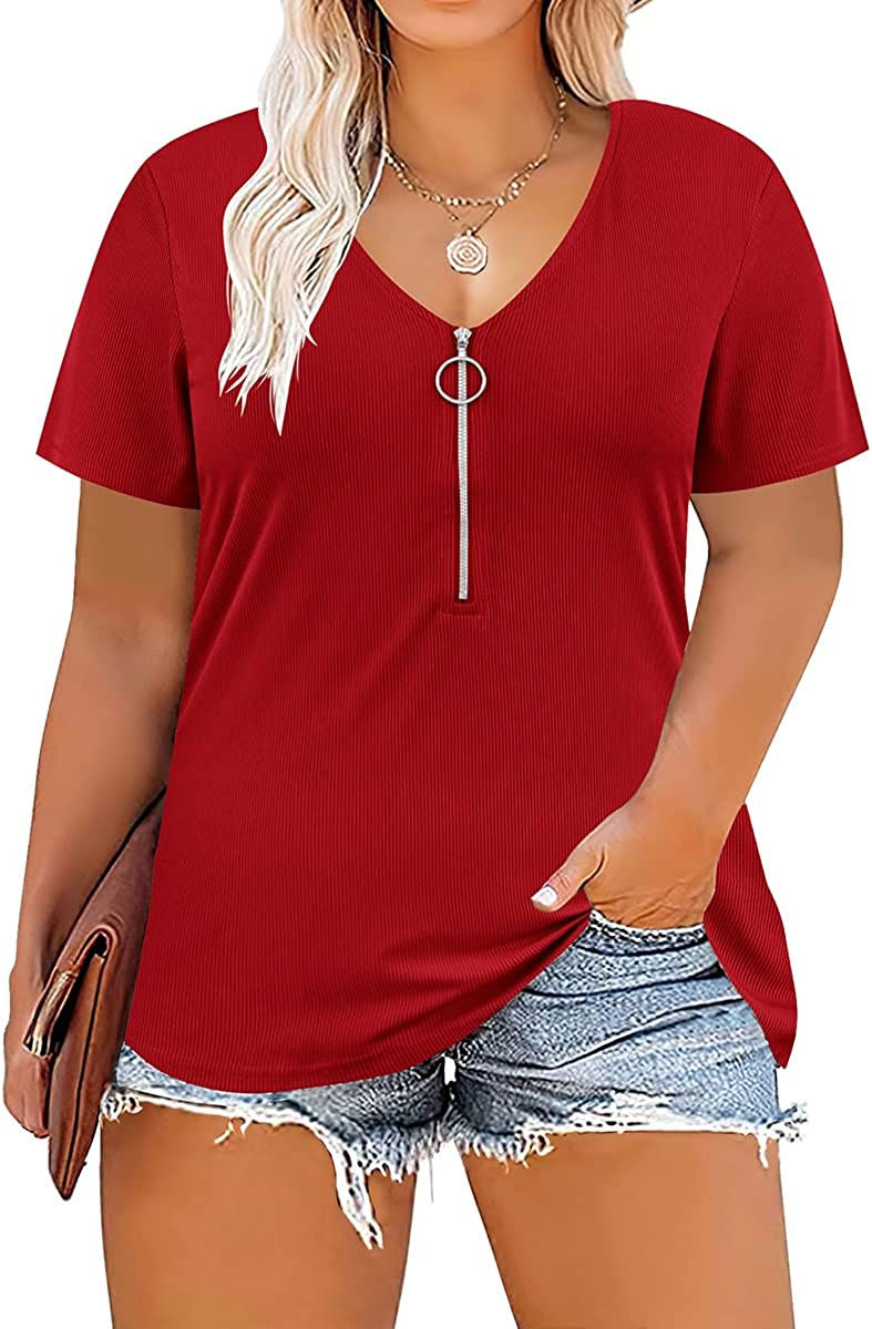 Thumbnail: TIYOMI Plus Size Tops for Women Tops Raglan Shirts Color Block V Neck Tunic Soi