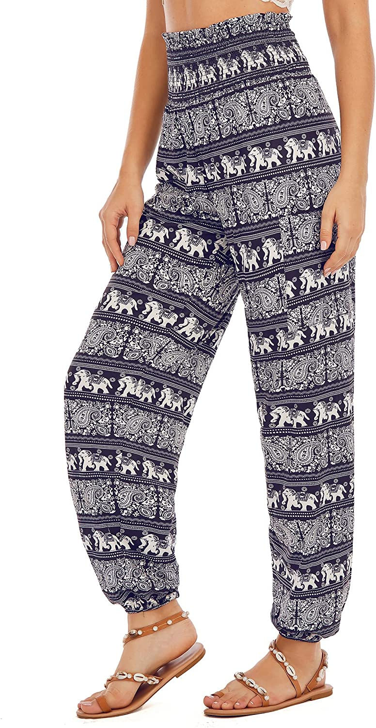 Thumbnail: QIANXIZHAN Women's Harem Pants, High Waist Yoga Boho Trousers with Pockets