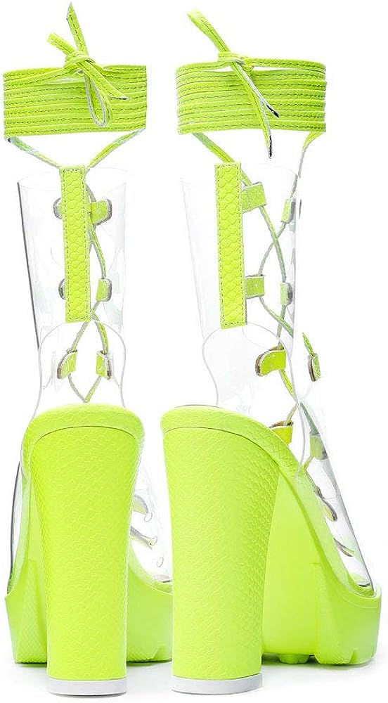 Thumbnail: LLADYY Women's Platform high Heels Strap Fish Mouth Dress Clear Shoes White Wed
