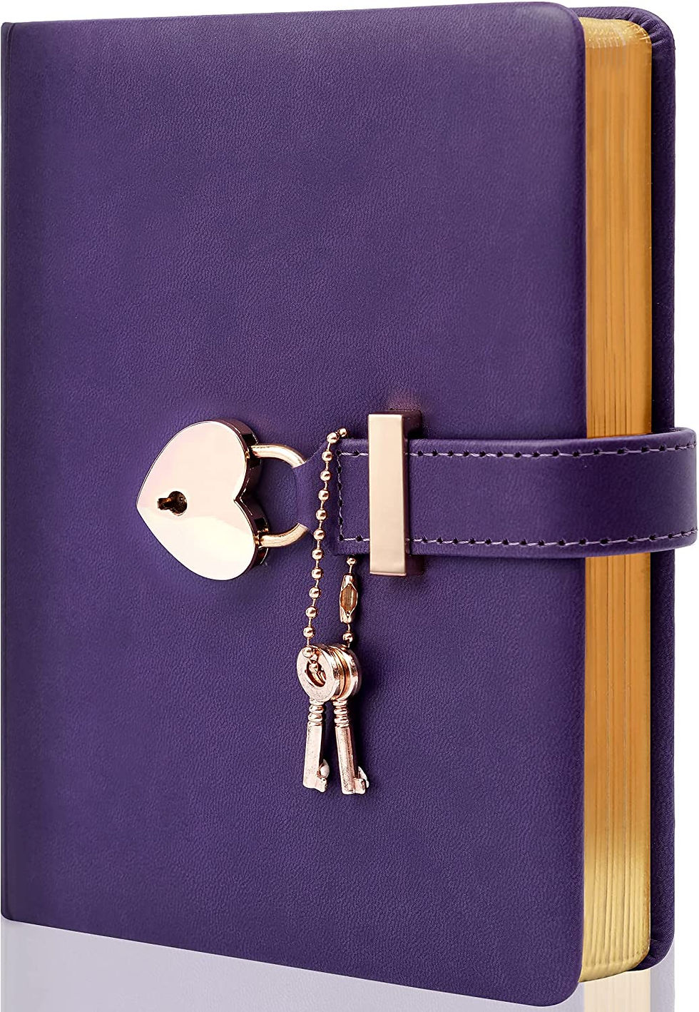 Thumbnail: CAGIE Heart-Shaped Lock Diary with Key Leather Journal Diary with Lock for Girl
