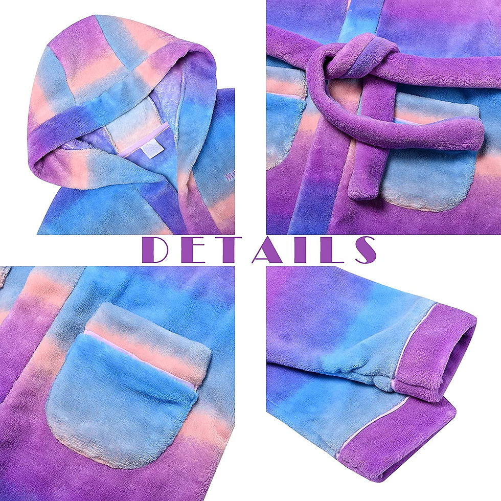 Thumbnail: Boys Girls Robe Soft Hooded Flannel Bathrobes for Kids With Silk Eye Sleep Mask