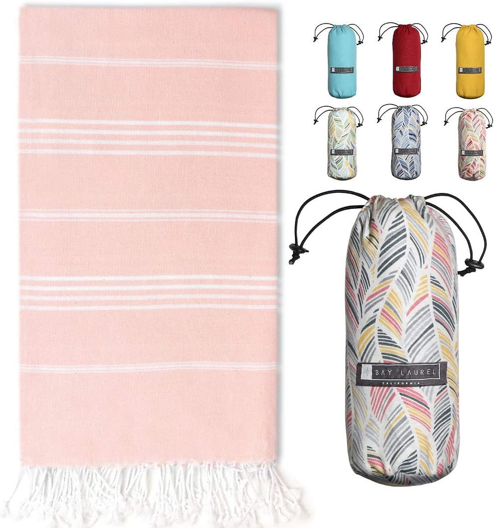 Thumbnail: BAY LAUREL Turkish Beach Towel with Travel Bag 39 x 71 Quick Dry Sand Free Ligh