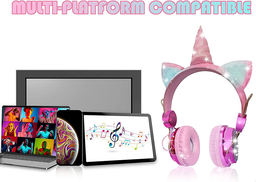 Thumbnail: Unicorn Wireless Headphones for Kids,Cat Ear Bluetooth 5.0 Over Ear Headphones 