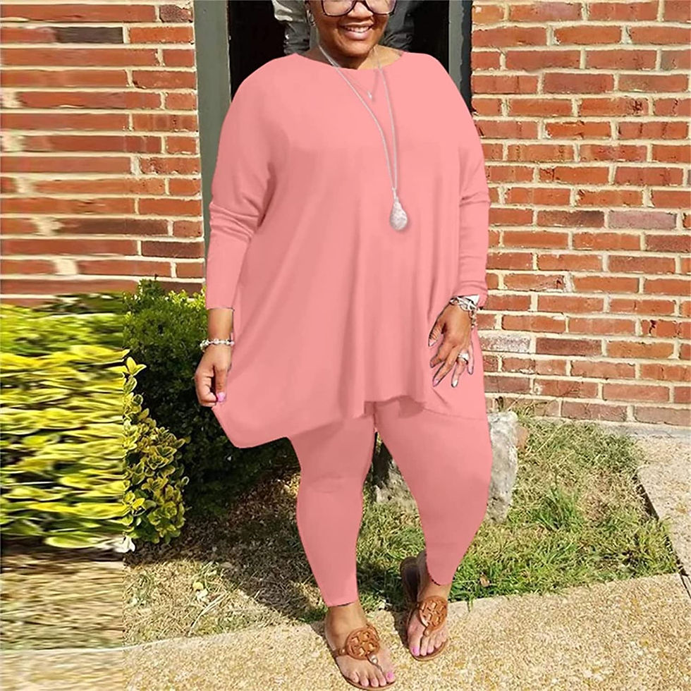 Thumbnail: Huasemy Plus Size 2 Piece Outfits for Women, Long Sleeve Solid Tops ,Bodycon Pa