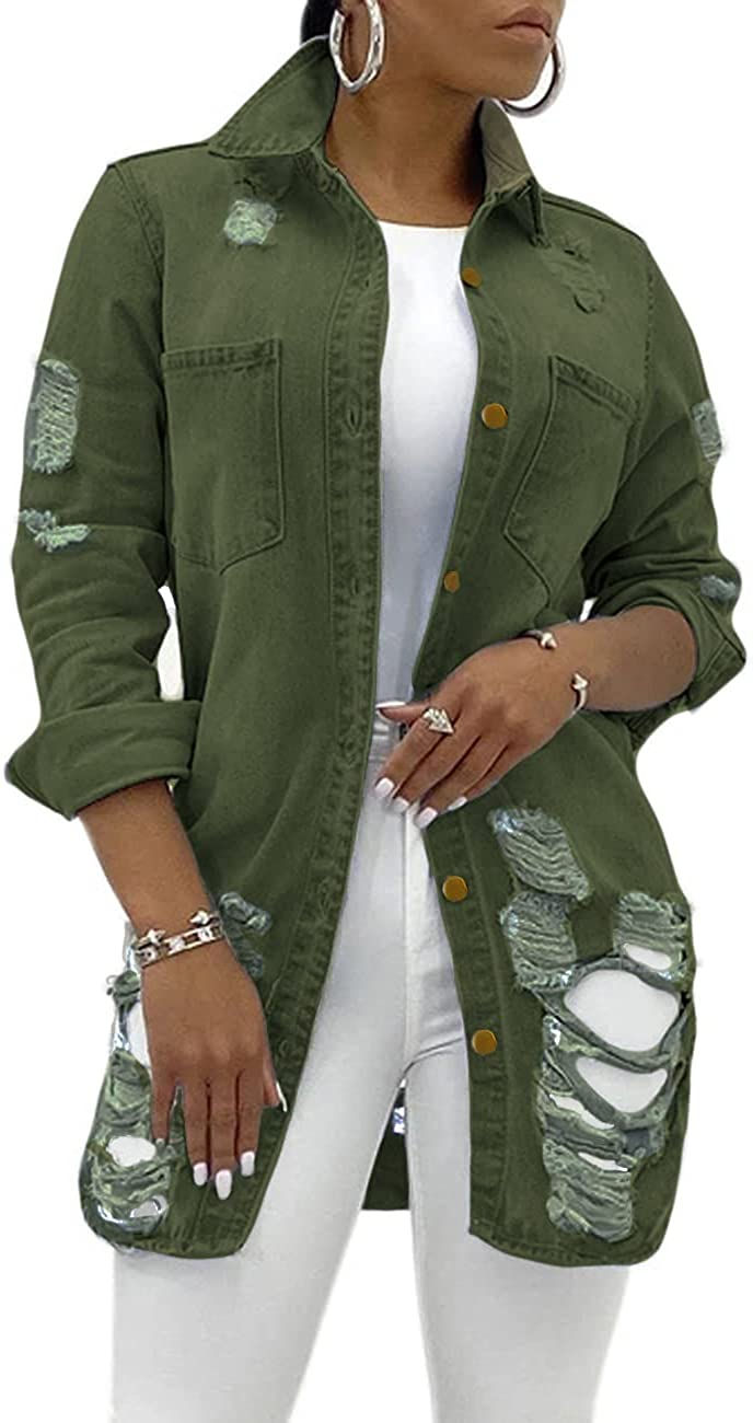 Thumbnail: Women's Casual Camouflage Jacket With Pockets Sexy V Neck Long Sleeve Button Do