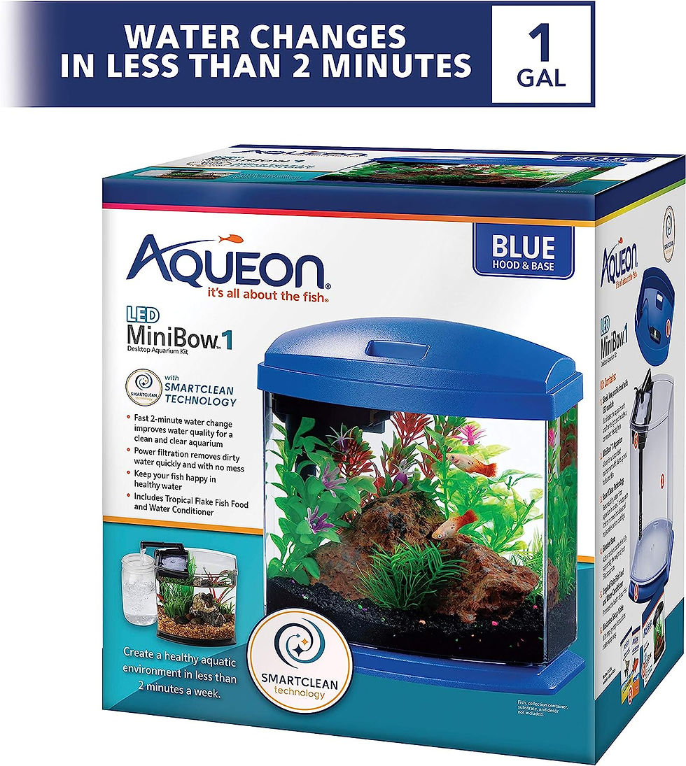 Thumbnail: Aqueon LED MiniBow Small Aquarium Fish Tank Kit with SmartClean Technology, Blu