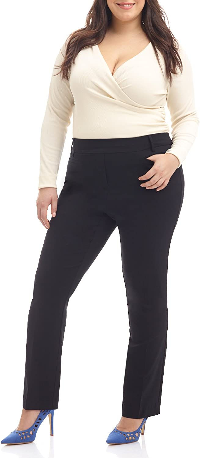 Thumbnail: Rekucci Curvy Woman Ease into Comfort Plus Size Straight Pant w/Tummy Control
